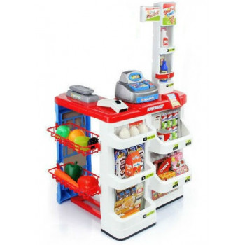 Детский игровой супермаркет с корзинкой, кассой, продуктами и звуком 668-02