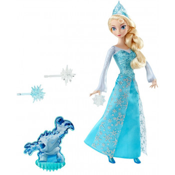 Кукла Эльза "Холодное сердце" с 3 снежинками и Зефиркой (свет), CGH15 Mattel
